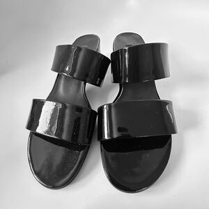 Paul Green Women's Black Patent Leather Slides size 7